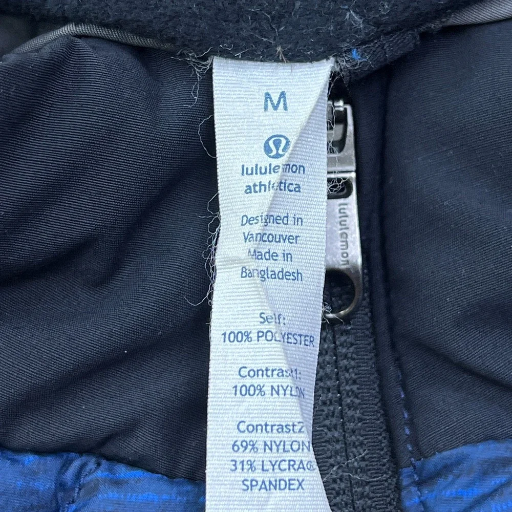Lululemon Jacket Mens M‎ Quilted Goose Down Blue Black Lightweight Puffer